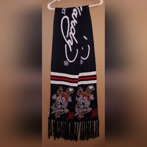 Ed Hardy Death Or Glory Skull Crossbones Eagle Scarf Fringe Black White Red